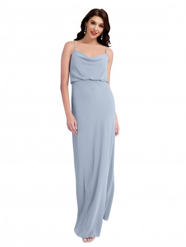 Purchase Draped Cowl Neck Long Formal Crepe Bridesmaid Dress / Prom Dress with Spaghetti Straps